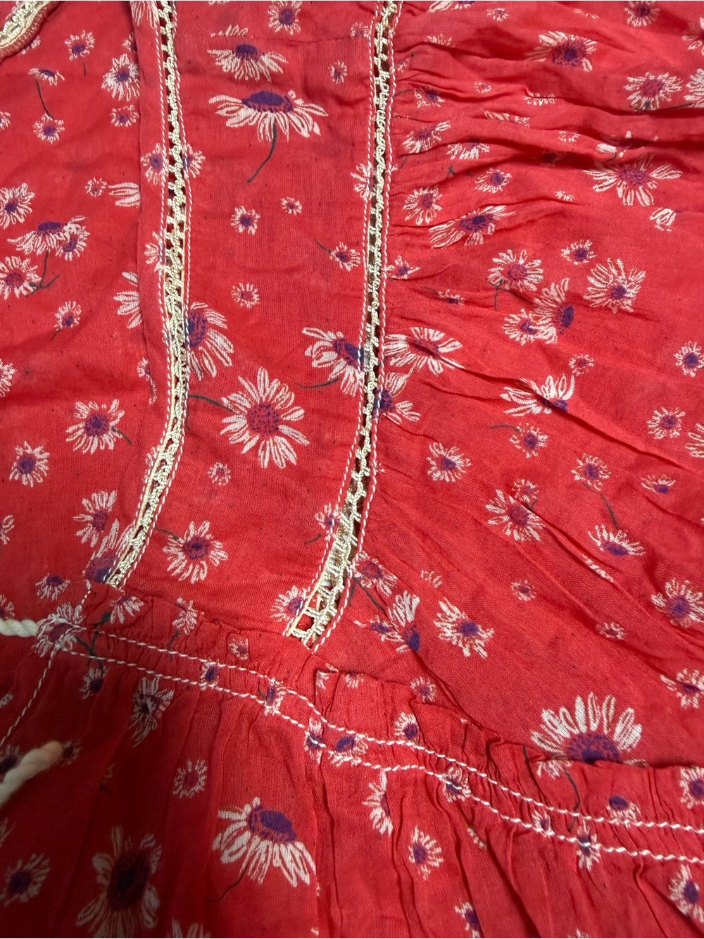 NWT Free People BoHo Red Floral Tassel Peasant Tunic top women’s M - Picture 15 of 16